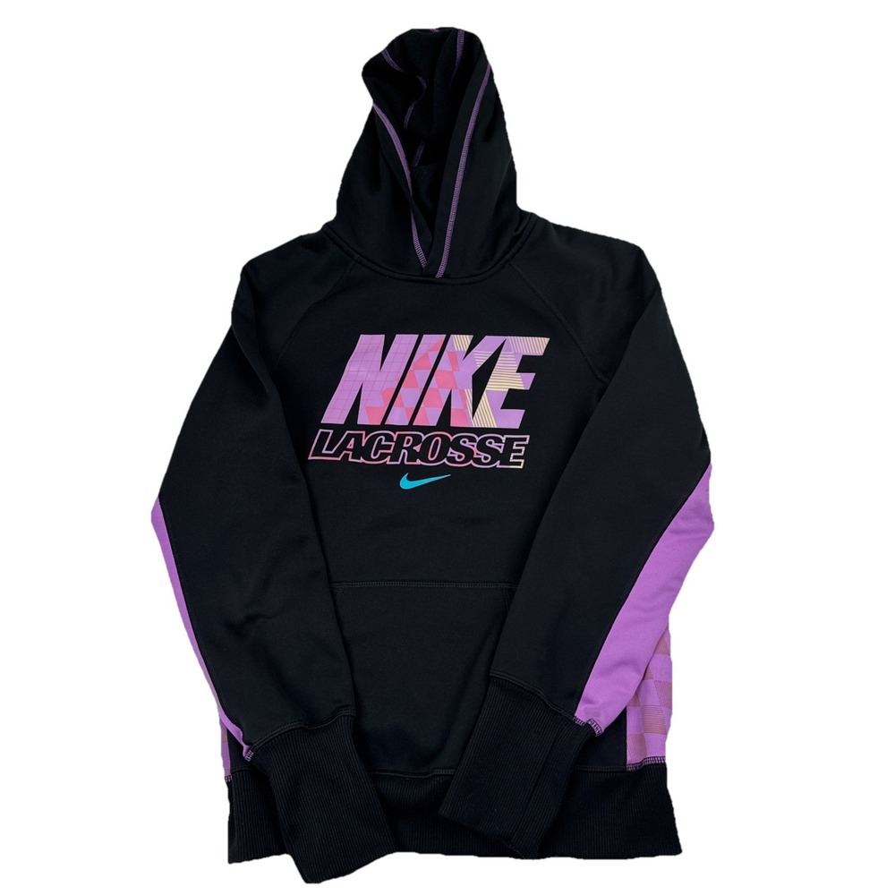 Nike Lacrosse Therma-Fit Hoodie Youth Small Black Pink Purple Pullover